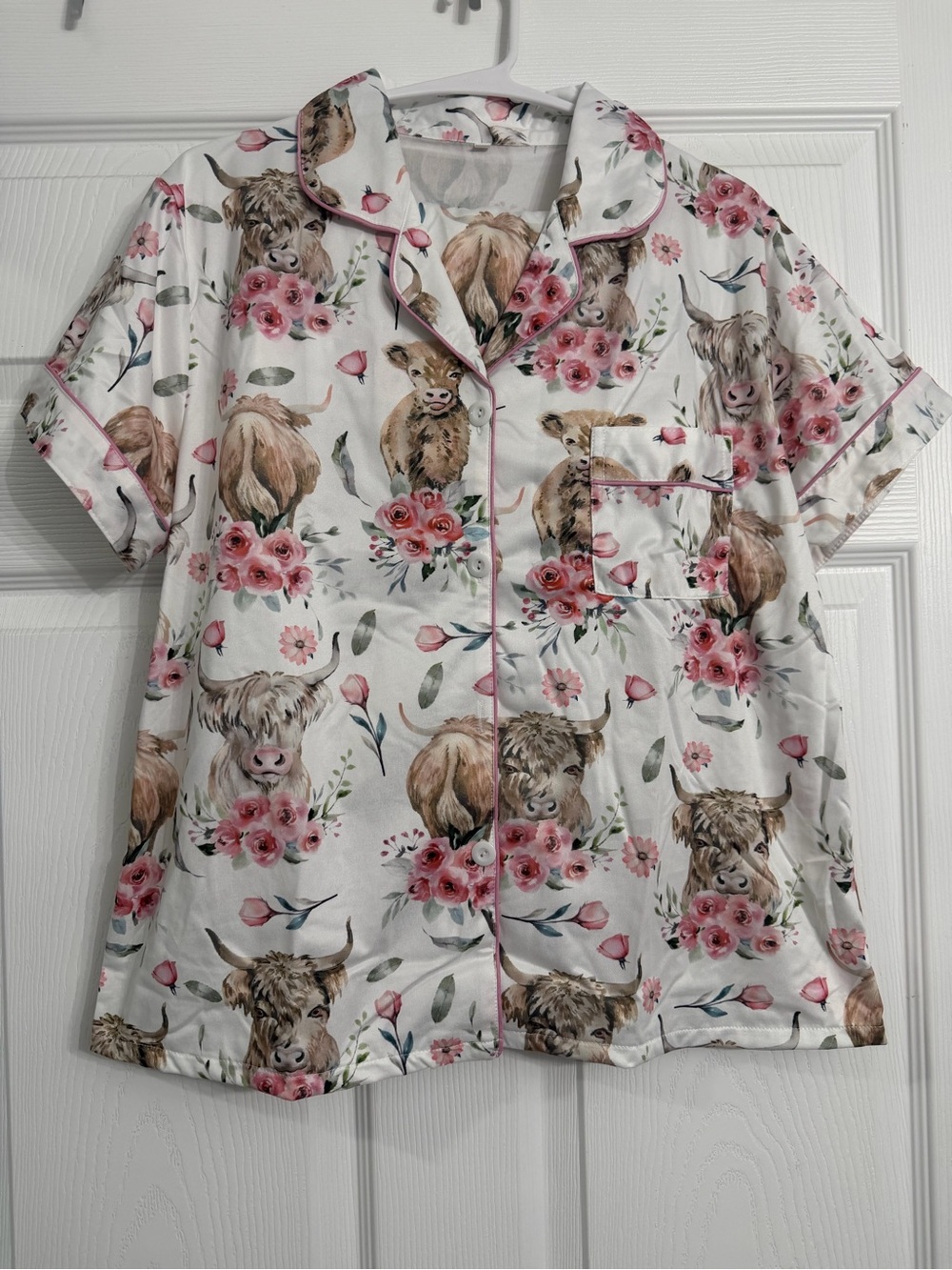 Ladies Floral Cow-Print Short Sleeve Pajama Set